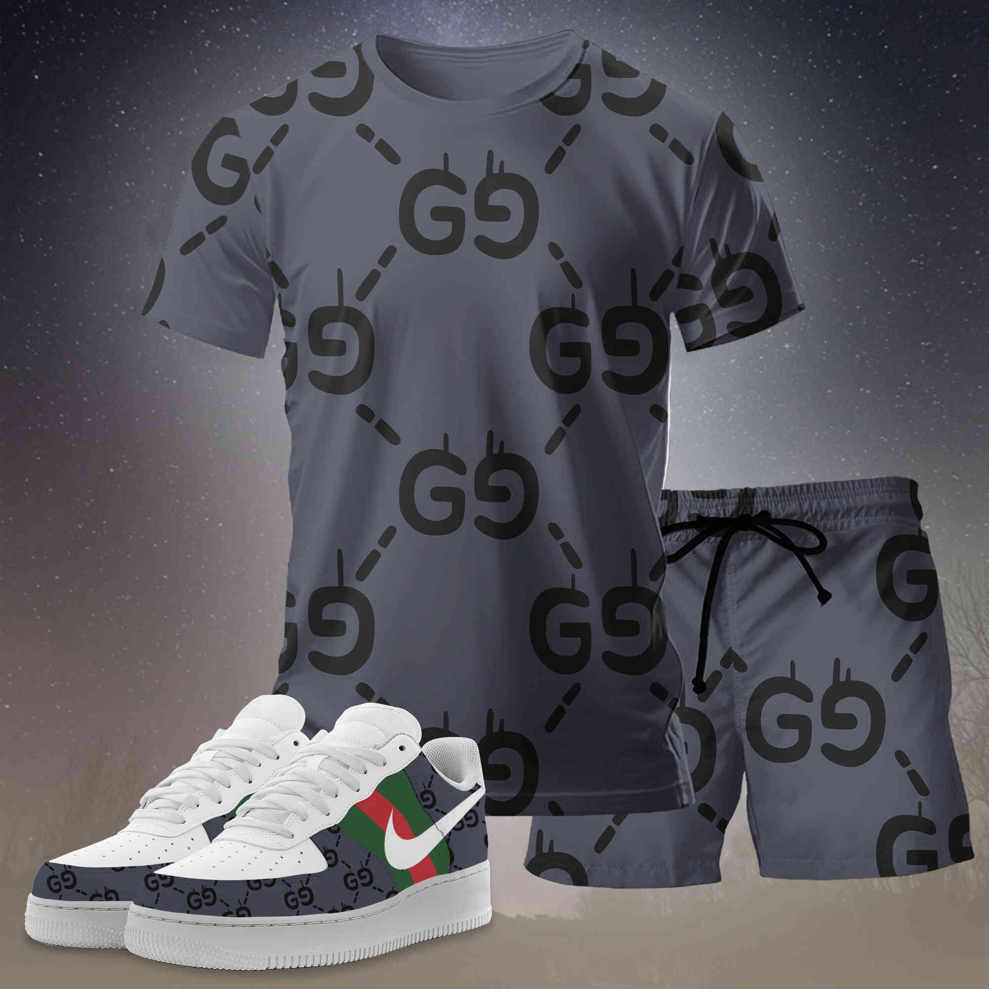 New 2025 – Set G Tracksuit  Air Force 1 & T-shirt & Shorts – chic210415