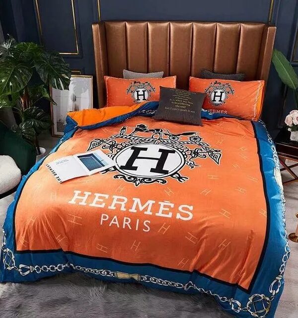Hermes Limited Luxury Brand Bedding Set Home Decor – Max010083